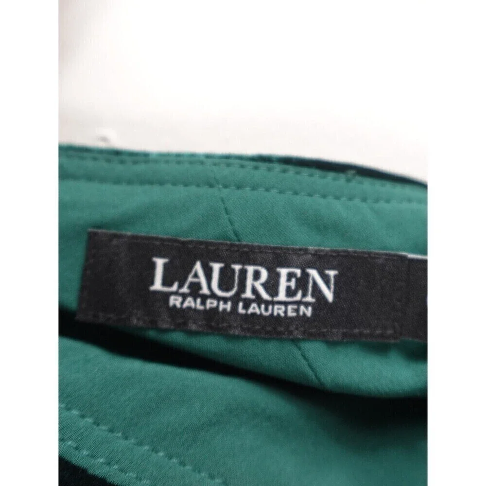 Ralph Lauren Womens Chiffon Velvet One-Shoulder Green Flowy Dress Size 8 - Picture 7 of 10